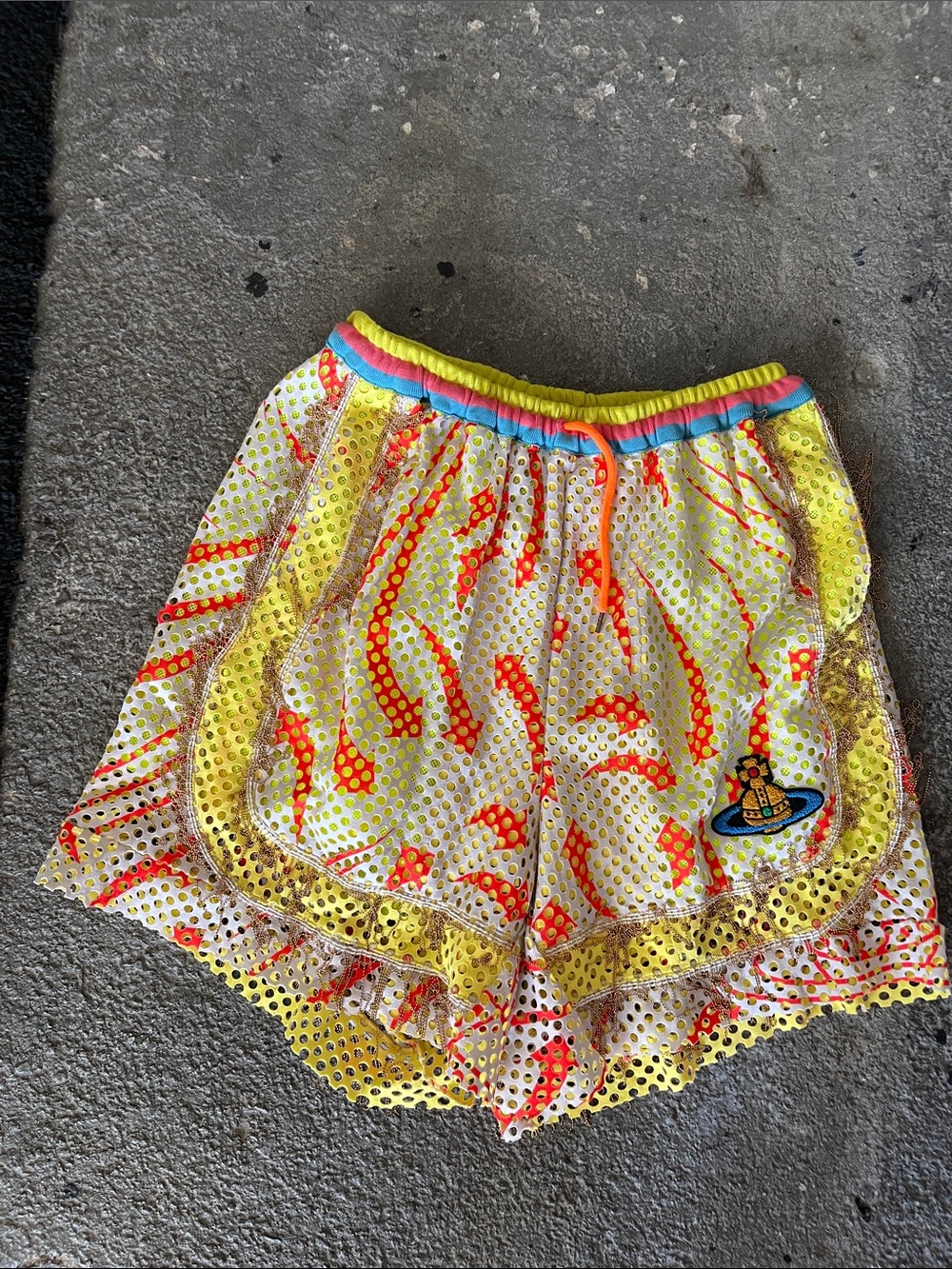 Vivienne Westwood AW22 Andreas Vest and Boxing Shorts Set Mesh Orb Print